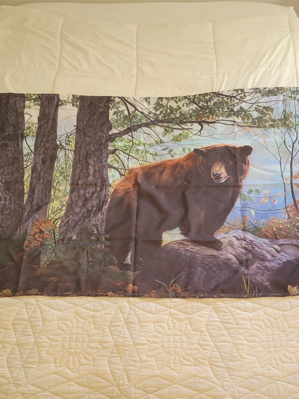 Bear aesthetic rustic farmhouse art decor wall hanging or table cover tapestry.